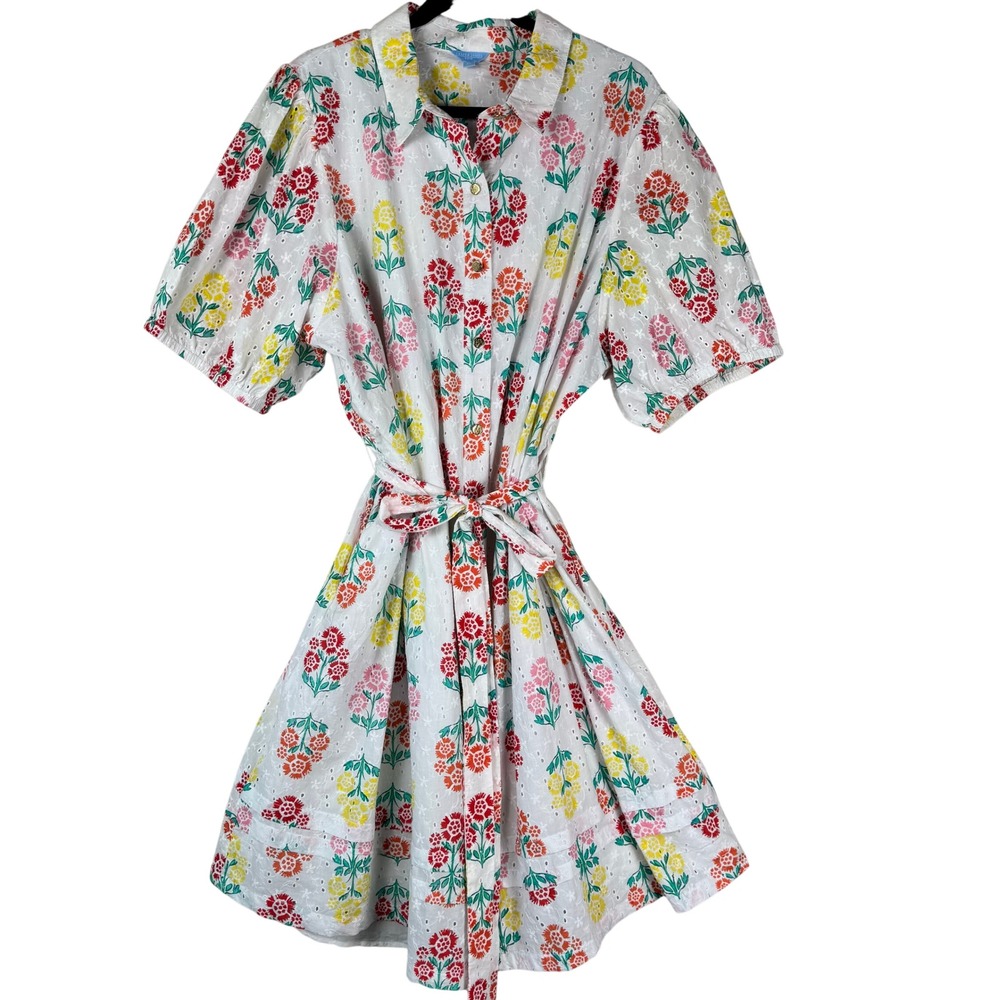 Draper James RSVP Floral Shirt Dress 2X Belted Button Front Cottagecore Plus